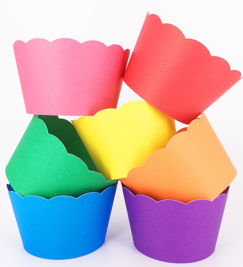Rainbow Cupcake Wrappers In Your Choice of Color Qty 12 By Your Little Cupcake image 1