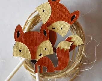 Woodland Fox Cupcake Toppers In Your Choice of Color Qty 12 By Your Little Cupcake