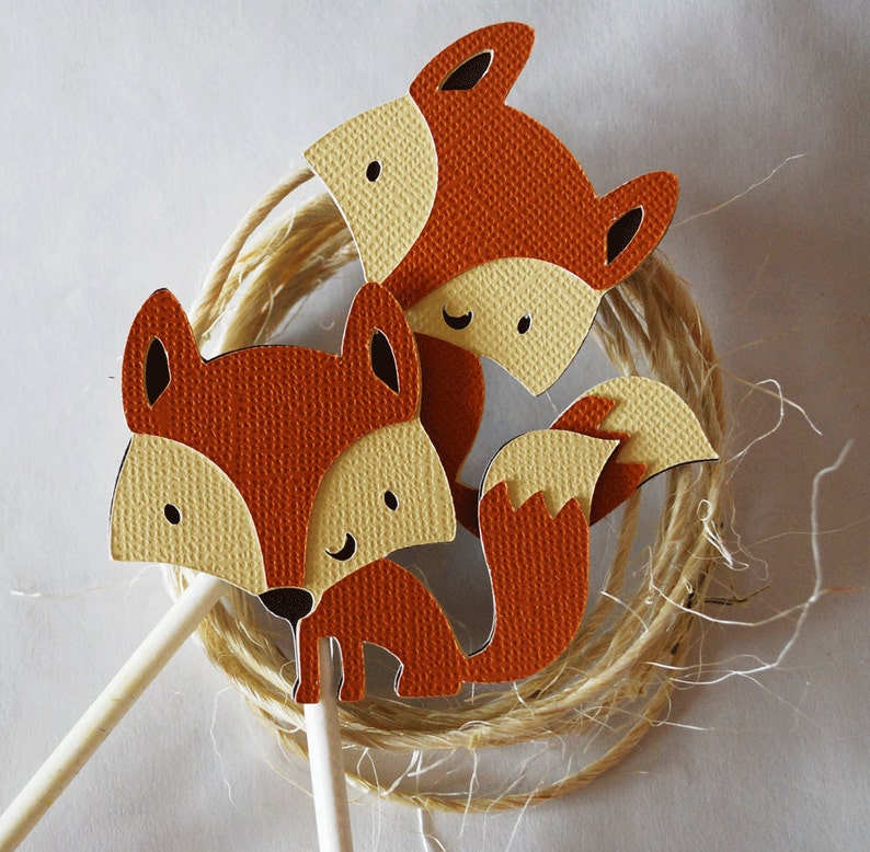 Woodland Fox Cupcake Toppers In Your Choice of Color Qty 12 By image 0