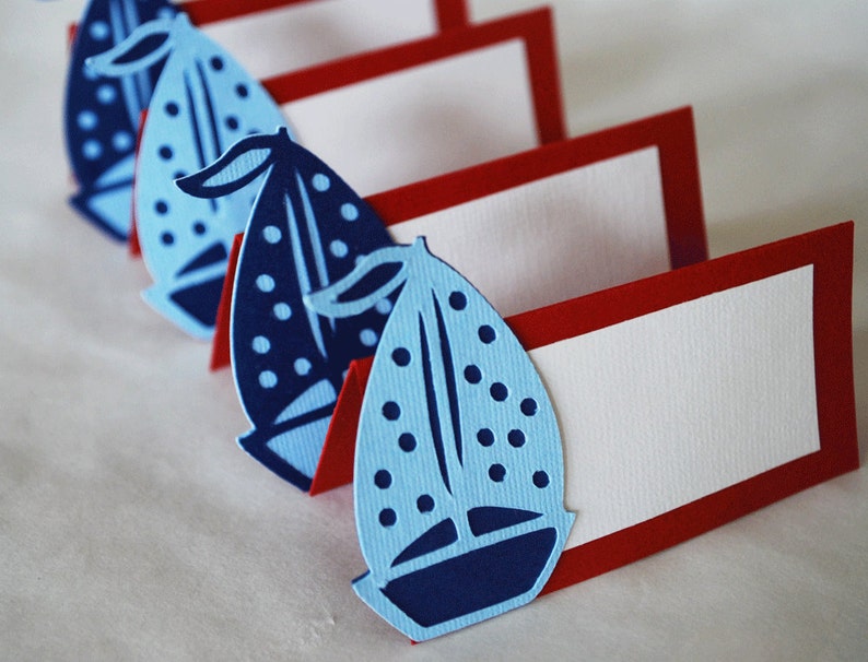 Sailboat Food Tags Place Holder Set of 12 By Your Little Cupcake image 1