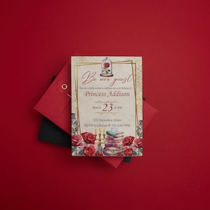 EDITABLE Beauty and the Beast Digital Invitation Edit and Print at Home image 4