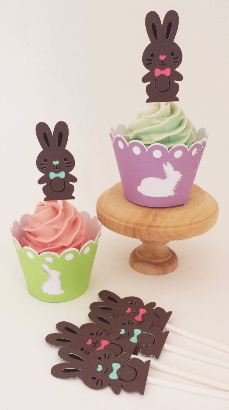 Chocolade Paashaas Cupcake Toppers Aantal 12 afbeelding 4