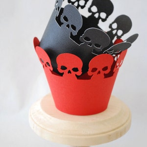 Halloween Skull Cupcake Wrappers Set of 12 By Your Little Cupcake image 1