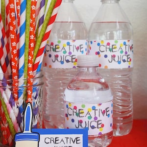 Art Paint Party Water Bottle Wrapper set of 12 by Your Little Cupcake