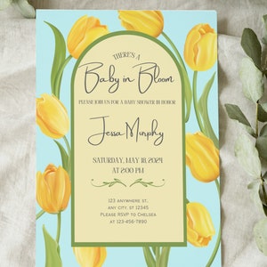 Baby in Bloom Tulip Baby Shower Digital Invitation Edit and Print at Home image 2