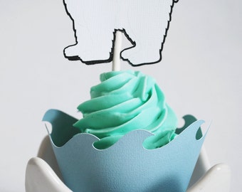 Polar Bear Cupcake Toppers In Your Choice of Color Qty 12 By Your Little Cupcake