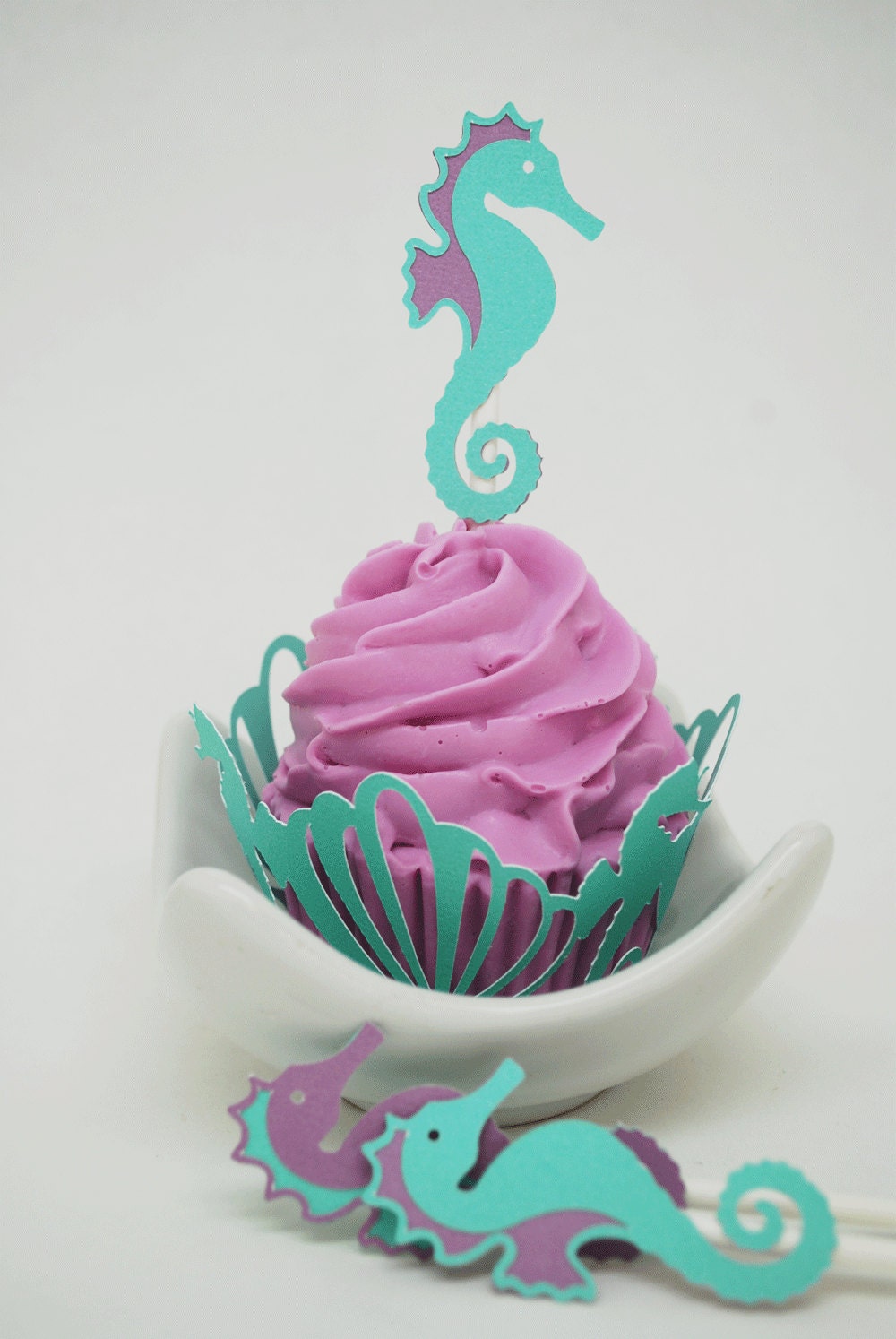 Seahorse Cupcake Toppers in Your Choice of Color Qty 12 - Etsy
