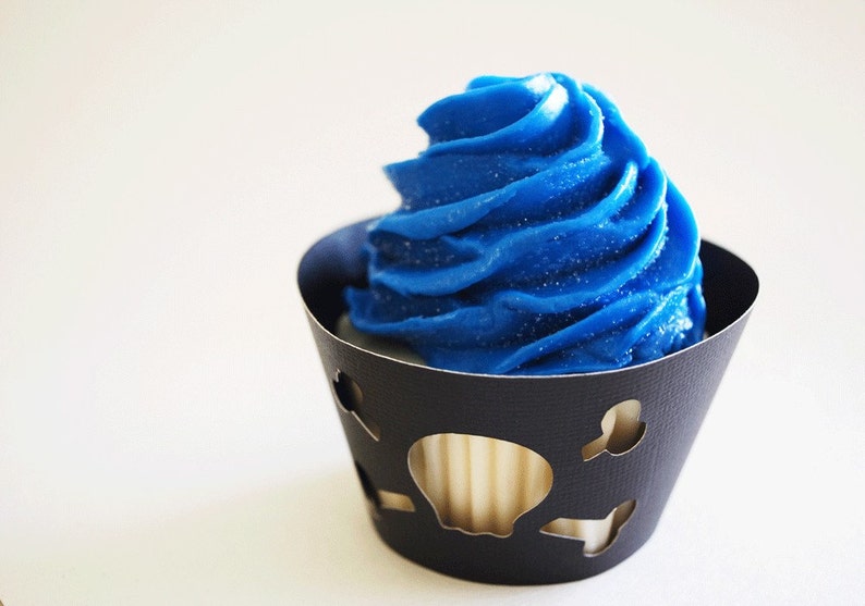 Skull and Cross Bones Cupcake Wrappers In Your Choice of Color image 0