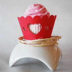 Valentine's Day Heart Cupcake Wrappers In your choice of color Qty 12 By Your Little Cupcake image 2