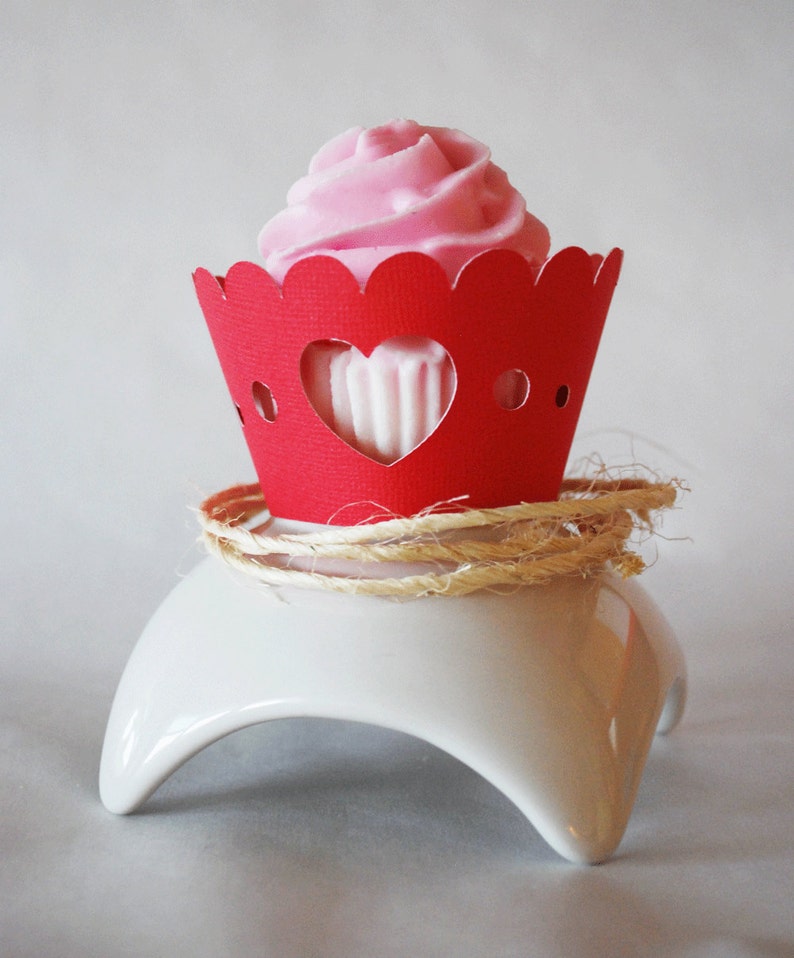 Valentine's Day Heart Cupcake Wrappers In your choice of color Qty 12 By Your Little Cupcake image 2