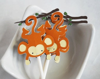 Monkey Cupcake Toppers In Your Choice of Color Qty 12 By Your Little Cupcake