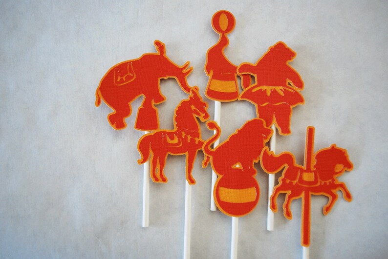 Vintage Circus Cupcake Toppers Set of 12 By Your Little Cupcake image 2