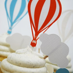 Toppers para cupcakes de globos aerostáticos en su elección de color Qty 12