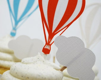 Hot Air Balloon Cupcake Toppers In Your Choice of Color Qty 12