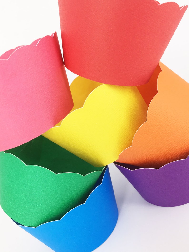 Rainbow Cupcake Wrappers In Your Choice of Color Qty 12 By Your Little Cupcake image 5