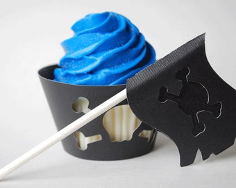 Skull and Crossbones Cupcake Toppers In Your Choice of Color Qty 12 By Your Little Cupcake