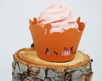 Thanksgiving Turkey and Acorn Cupcake Wrappers In Your Choice of Color Qty 12 By Your Little Cupcake