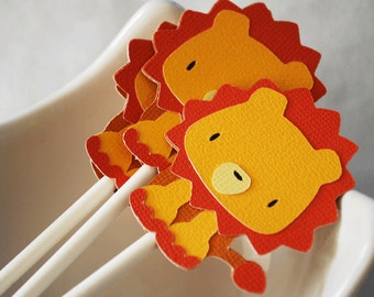 Lion Cupcake Toppers In Your Choice of Color Qty 12 By Your Little Cupcake