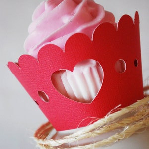 Valentine's Day Heart Cupcake Wrappers In your choice of color Qty 12 By Your Little Cupcake image 4