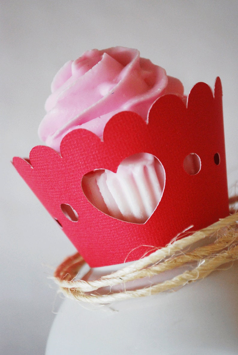 Valentine's Day Heart Cupcake Wrappers In your choice of color Qty 12 By Your Little Cupcake image 4