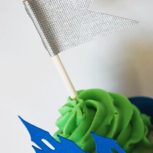 Metallic Silver Flag Cupcake Toppers Set of 12 By Your Little Cupcake image 4