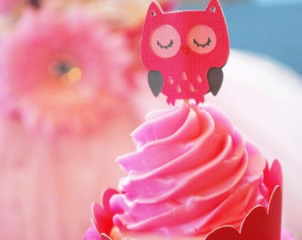 Owl Cupcake Toppers Naar keuze van kleur Aantal 12