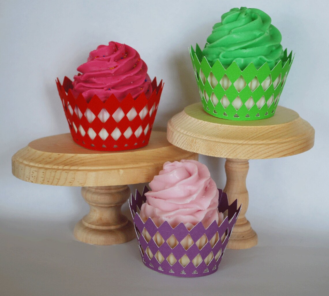 Diamond Checker Board Cupcake Wrappers in Your Choice of Color Etsy