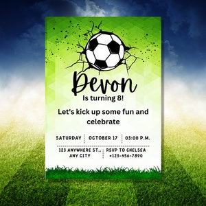 Green Soccer Digital Invitation Edit and Print at Home image 2