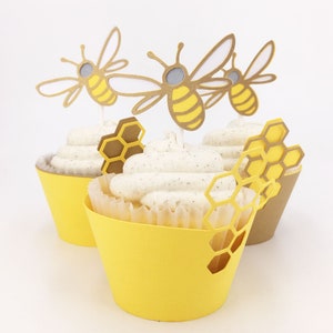 Honey Comb Cupcake Wrappers Set of 12 By Your Little Cupcake image 1