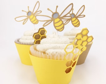 Honey Comb Cupcake Wrappers Set de 12 By Your Little Cupcake