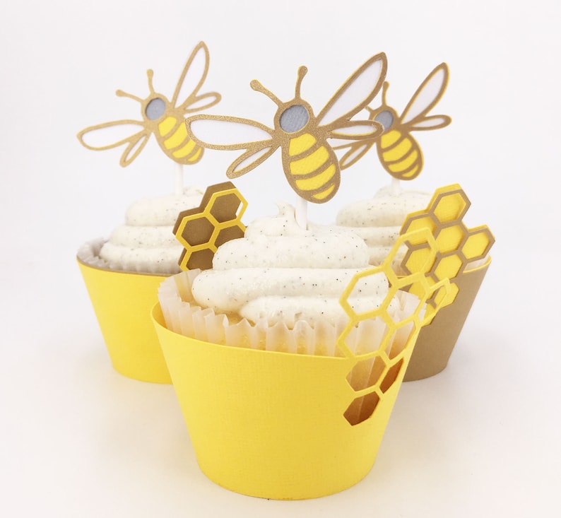 Honey Comb Cupcake Wrappers Set of 12 By Your Little Cupcake image 1