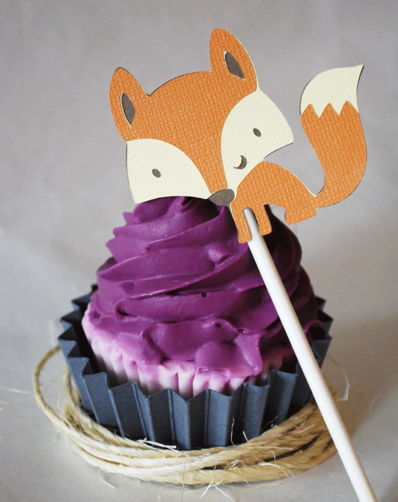 Woodland Fox Cupcake Toppers In Your Choice of Color Qty 12 By image 3