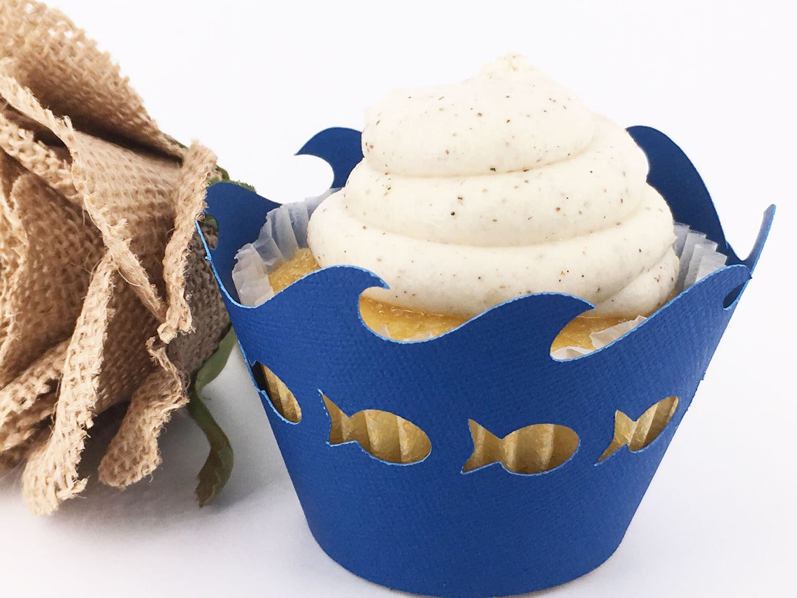 Fish and Ocean Wave Cupcake Wrappers In Your Choice of Color Etsy