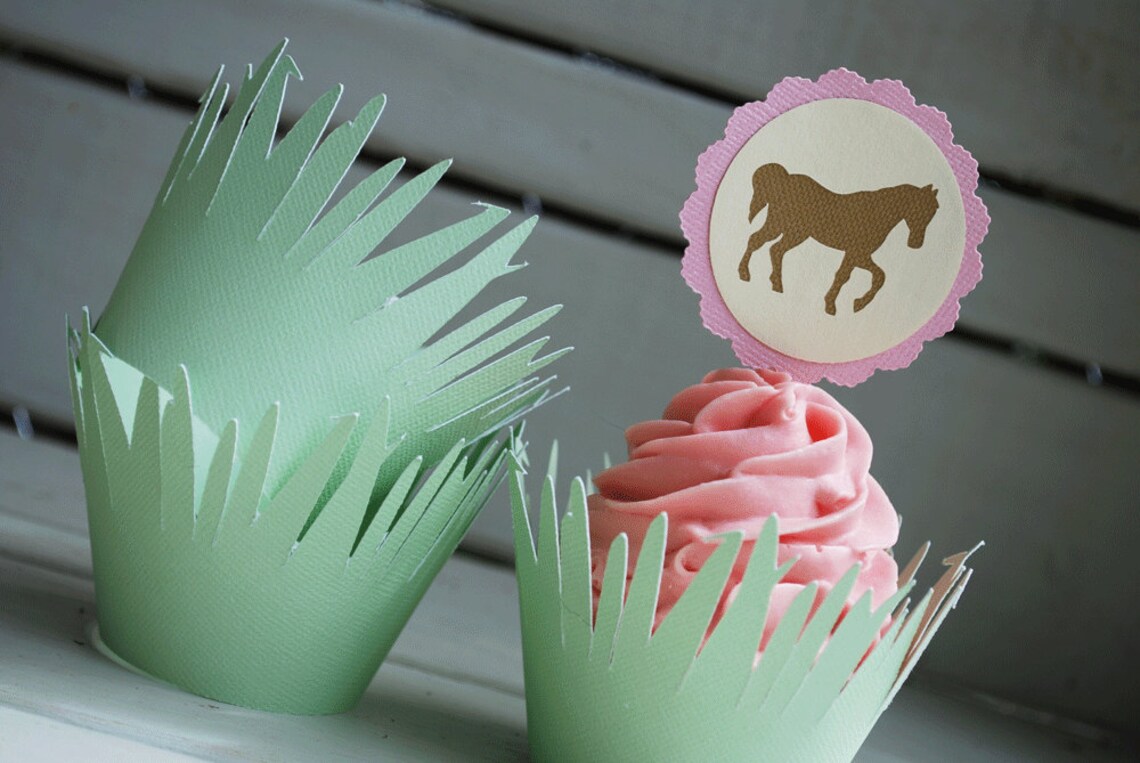 Vintage Green Grass Cupcake Wrappers in Your Choice of Color Etsy