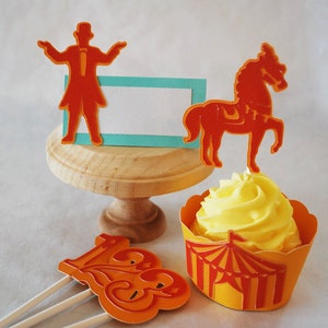 Circus Ring Leader Food Tags Place Holder Set of 12 By Your Little Cupcake image 3