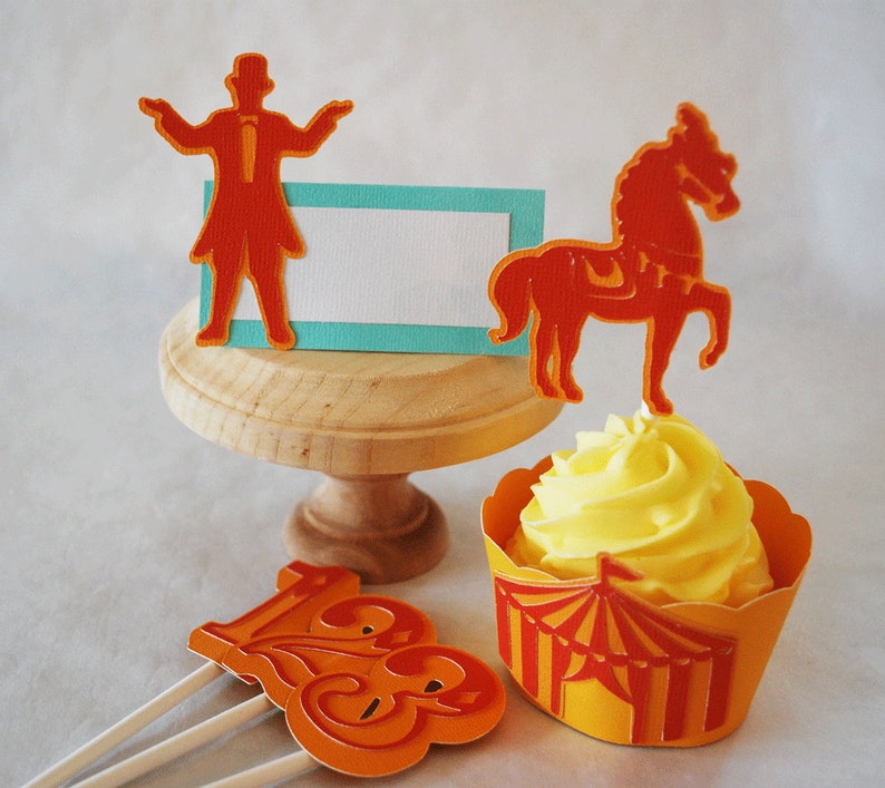 Circus Ring Leader Food Tags Place Holder Set of 12 By Your Little Cupcake image 3