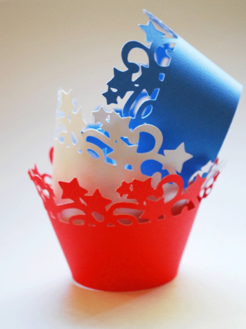 Stars Swirls Cupcake Wrappers In Your Choice of Color Qty 12 image 2