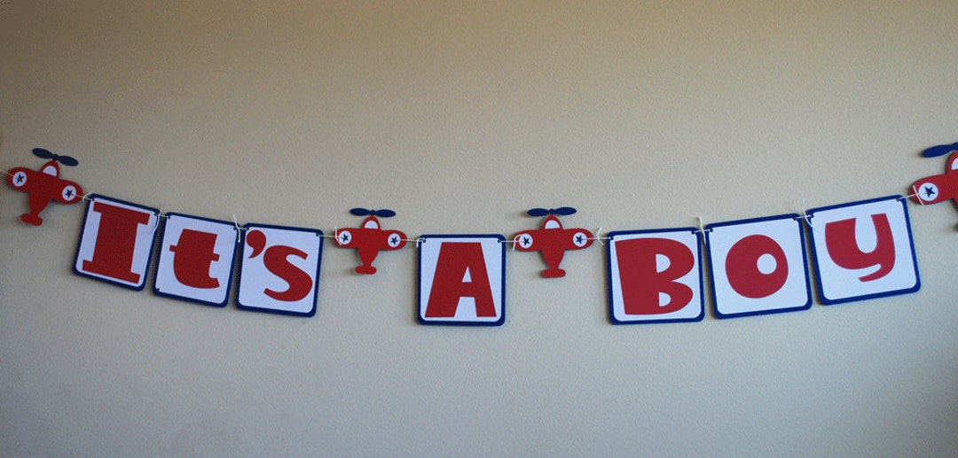 Airplane Party Banner in Red Blue and White Your Choice of Wording Etsy