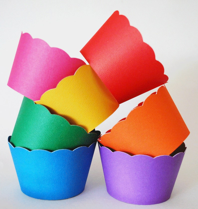 Rainbow Cupcake Wrappers In Your Choice of Color Qty 12 By image 8