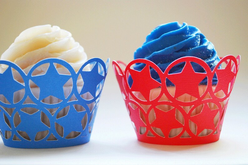 Stars Cupcake Wrappers In Your Choice of Color Qty 12 By Your Little Cupcake image 2