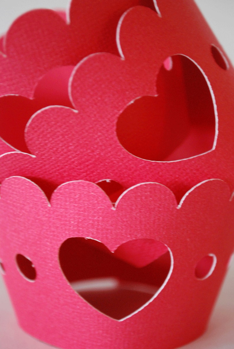 Valentine's Day Heart Cupcake Wrappers In your choice of color Qty 12 By Your Little Cupcake image 5