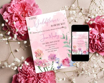 Wildflower Baby Shower Digital Invitation Edit and Print at Home