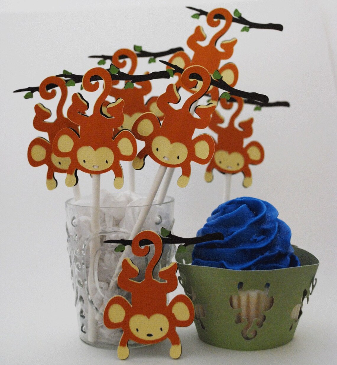 Monkey Cupcake Wrappers in Your Choice of Color Qty 12 by Your Little ...