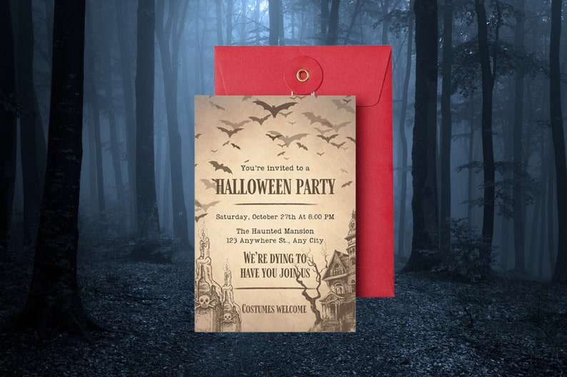 Halloween Horror Party Digital Invitation Edit and Print at Home image 2