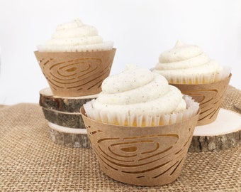 Wood Grain Cupcake Wrappers In your choice of color Qty 12