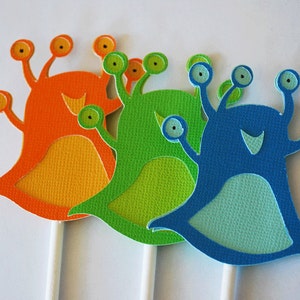 Alien Cupcake Toppers In Your Choice of Color Qty 12 By Your Little Cupcake image 1
