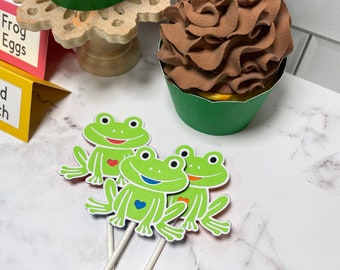 Rainbow Heart Frog Cupcake Toppers Set of 12  By Your Little Cupcake