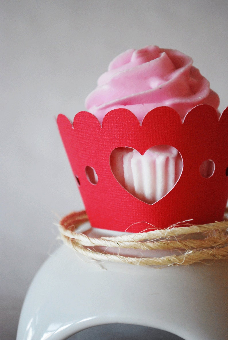 Valentine's Day Heart Cupcake Wrappers In your choice of color Qty 12 By Your Little Cupcake image 3