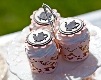 Lace Lovebirds Wedding Cupcake Wrappers In Your Choice of Color Qty 12 By Your Little Cupcake