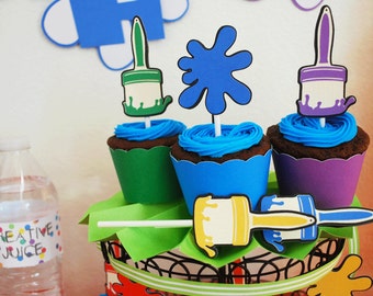 Art Paint Party Cupcake Toppers in Deiner Farbwahl Qty 12